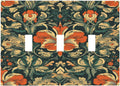 Decorative Switch Plates William Morris Abstract Floral Plant Pattern Orangeyellowgreen 3 Gang Wall Plate Triple Toggle Light Switch Cover Faceplate Electrical Wall Panels for Bedroom Decor