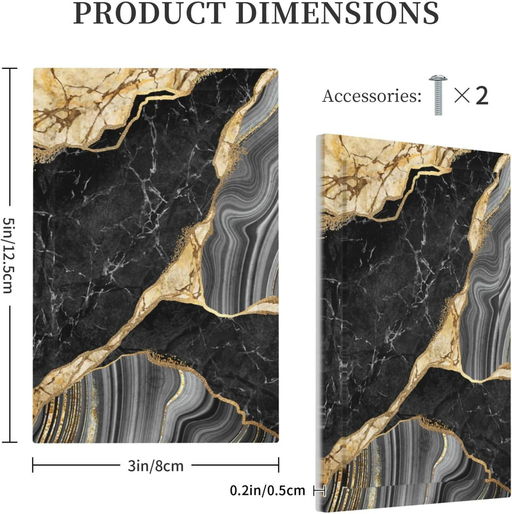 Decorative Light Switch Plate Covers Modern Abstract Black Gold Marble 1 Gang No Device Single Blank Outlet Covers Wall Plate Light Switch Cover Plate for Bathroom Kitchen Decor