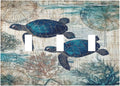Blue Green Sea Turtle Tropical Ocean Coral Nautical Map Decorative Switch Plates 3 Gang Wall Plate Triple Toggle Light Switch Cover Faceplate Electrical Wall Panels For Bed Room Bathroom Decor