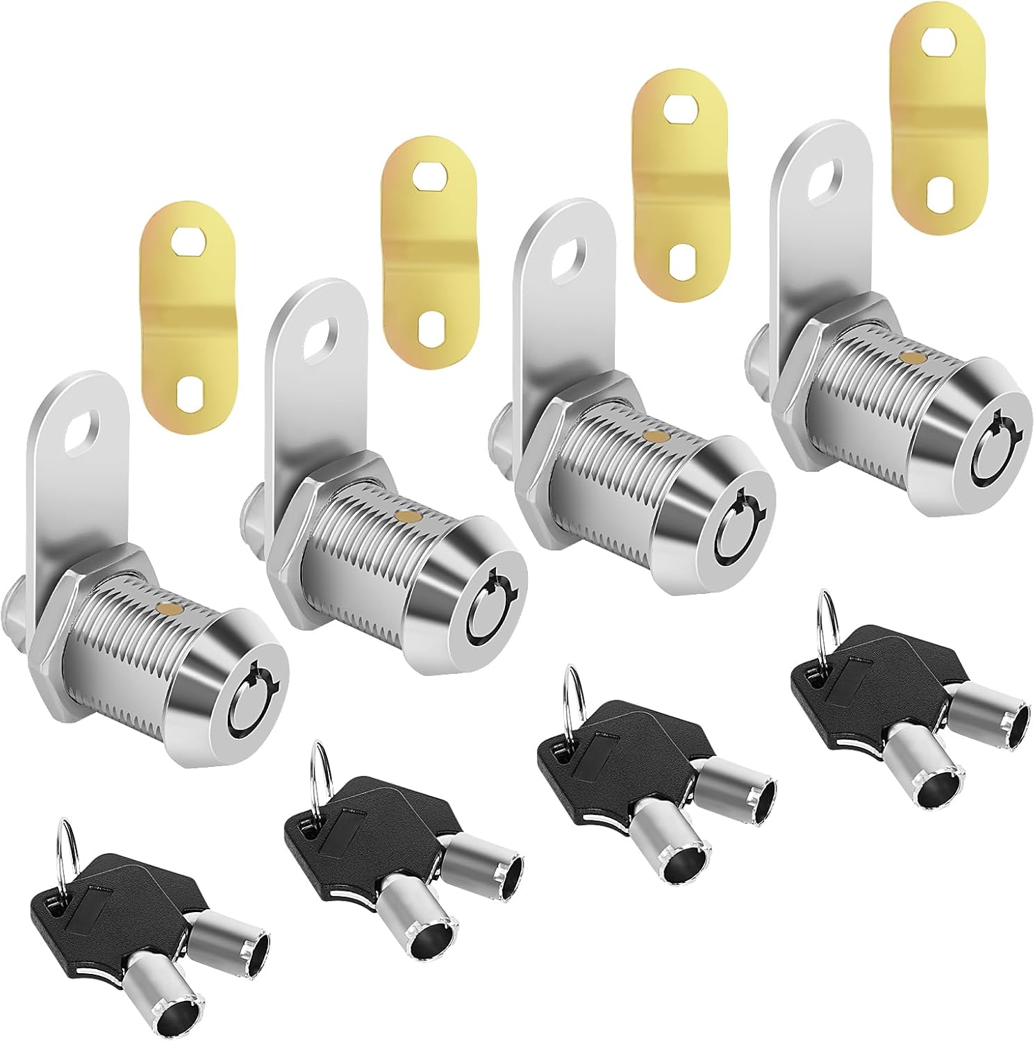 Cam Locks RV Storage Lock Keyed Alike,7/8" Cylinder Fits on 9/16" Max Door Thickness, RV Compartment, Camper, Trailer Replacement Set with 8 Keys, Chrome Finish