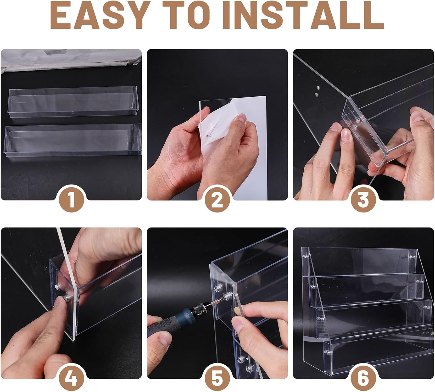 GLOBLELAND 4-Tier Clear Acrylic Sticker Display Stand Sticker Display Rack Holder Portable Card Display Rack for Greeting Cards Vendors Retail Business Brochure Postcard