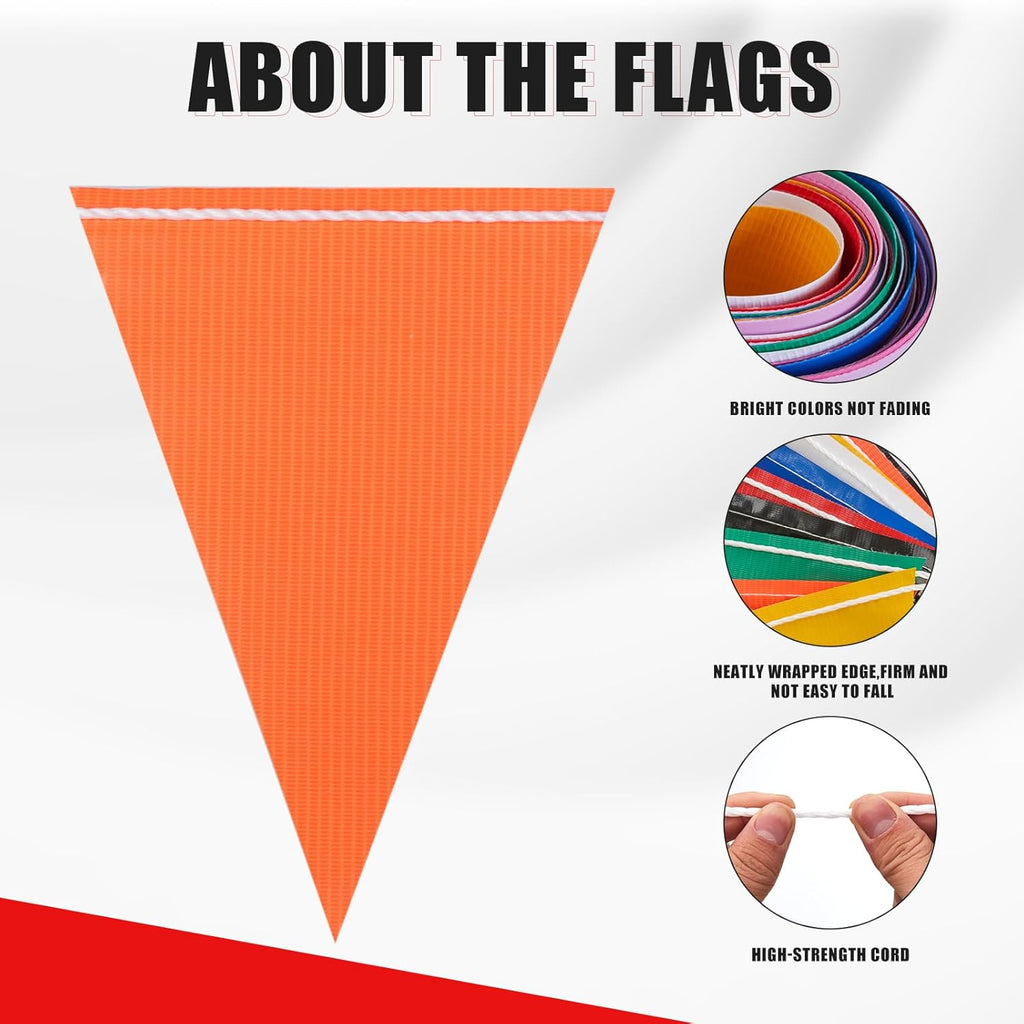 Multicolored [Enhanced Density] Safety Warning Pennant Banner Flag Sign – 105FT OSHA High Visibility Triangle Signs for Construction Zones, Roadwork, and Hazard Areas(Multicolored,80PCS,105FT)