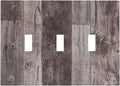 Decorative Switch Plates Rustic Dark Grey Wood Retro Country Wooden 3 Gang Wall Plate Triple Toggle Light Switch Cover Faceplate Electrical Wall Panels for Farmhouse Cabin Decor