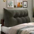 WOWMAX 85% Linen 15% Cotton Blend Headboard Pillow – Full Size Reading Wedge Backrest for Bed, Handmade Firm Support Bolster Cushion with Removable Cover, Premium Bed Rest Pillow, Deep Gray