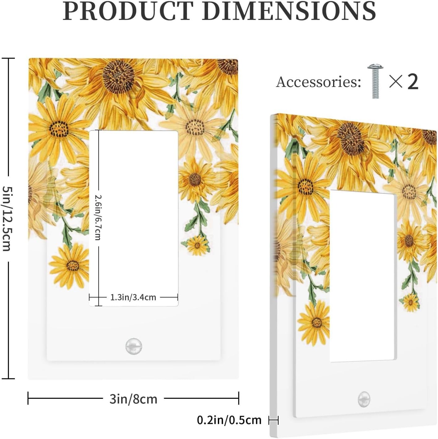 Sunflower Yellow Flowers Floral Decorative Outlet Covers 1 Gang Single Rocker Light Switch Cover Plate Wall Plates GFCI Faceplate for Bed Room Living Room Decor