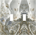Artistic Floral Plant 2 Gang Double Toggle Decorative Light Switch Covers Electrical Faceplate Switch Plates for Bathroom Kitchen Home