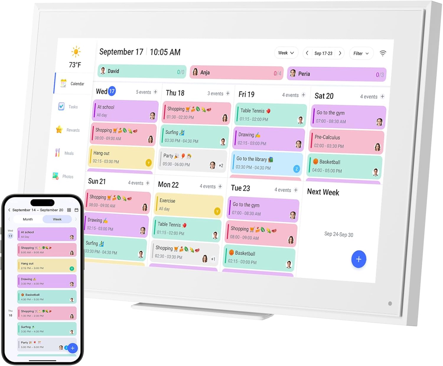 Digital Calendar: 15.6-inch Electronic Calendar & Chore Chart, Smart Touchscreen Interactive Display for Family Schedules–Wall Mount Included, Great for Organizing Your 2025-2026 Wall Planner