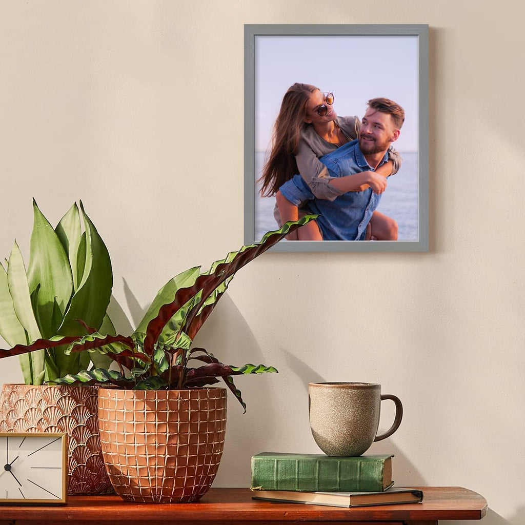 Renditions Gallery 8X10 Custom Photo Prints with Real Wood Picture Frames. Create Personalized Photos with Peel & Stick Photo Frames. Single, Gray Frame