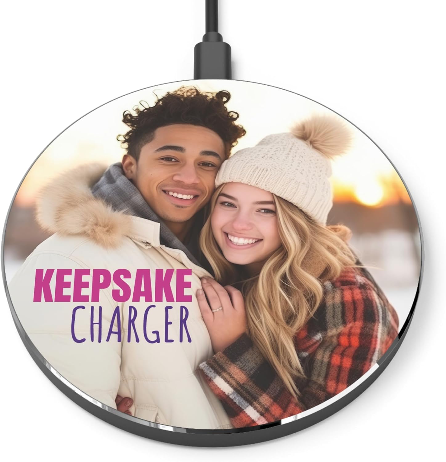 Keepsake Wireless Charging Pad, Custom Photo & Logo Design, Personalized 15W Phone Charger for Christmas or Any Occasion Gift