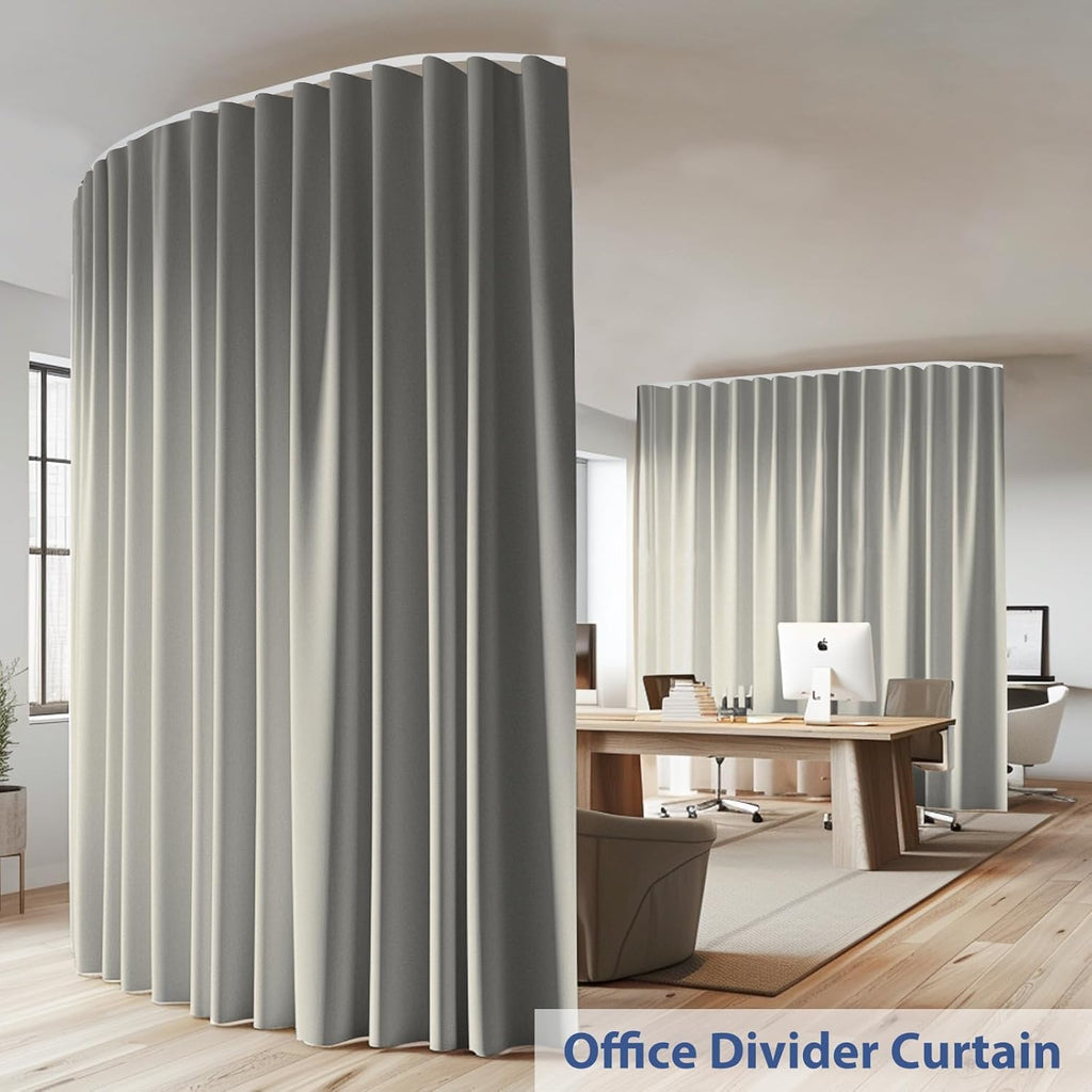Room Divider Ceiling Mounted Curtains Track Sets Extra Wide Blackout Curtain Flexible Tracks for Bedroom Privacy Partition Separator, 1 Panel Light Grey Drape and White Rail, W12.5 x H8ft