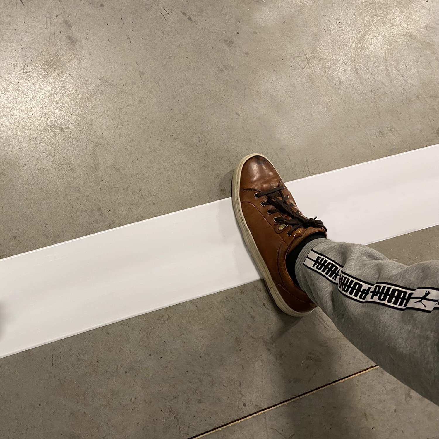 SmartSign White 4 inch x 100 feet Floor Marking Tape, 32 mil Vinyl Floor Tape, Superior Mark Industrial Use Safety Tape with Beveled Edges, Strong Adhesive, for Gym/Warehouse/Courts
