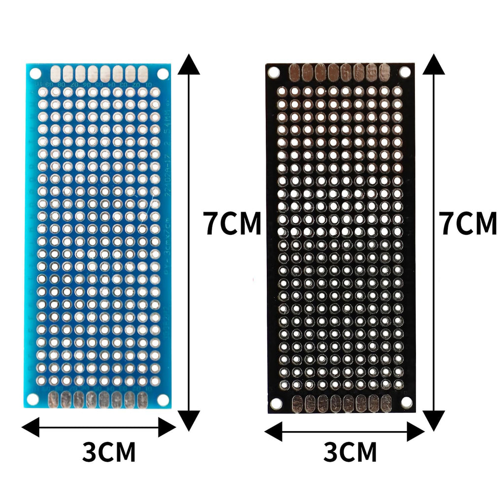24 Pcs(3x7cm) Double Sided PCB Board Prototype Kit Soldering 2 Colour Universal Printed Circuit Board for DIY Soldering and Electronic Project