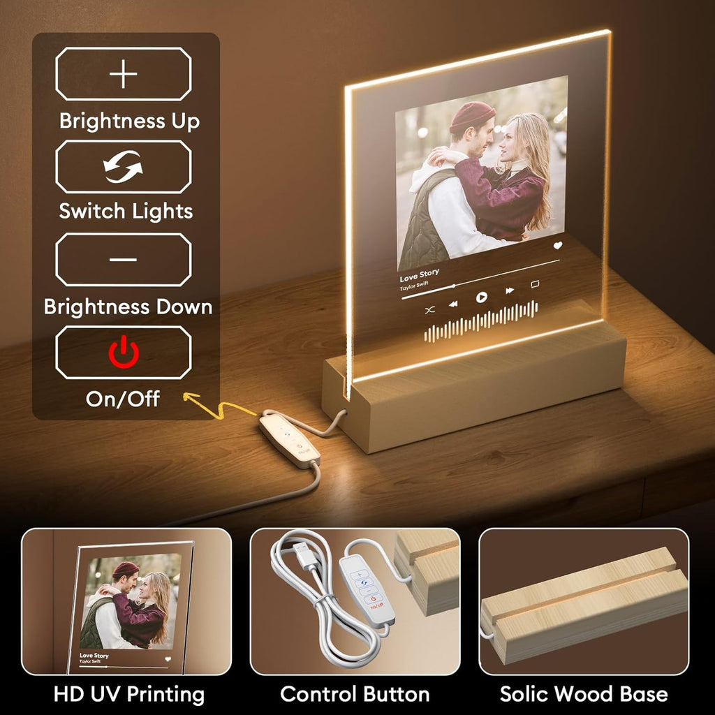 Personalized Picture Frame, Custom Tabletop Photo Frame with Light, Customized Gift for Mom/Father/Kid/Friend/Pet - Birthday, Valentine’s Day, Mother's Day, Father's Day, Christmas (R05)
