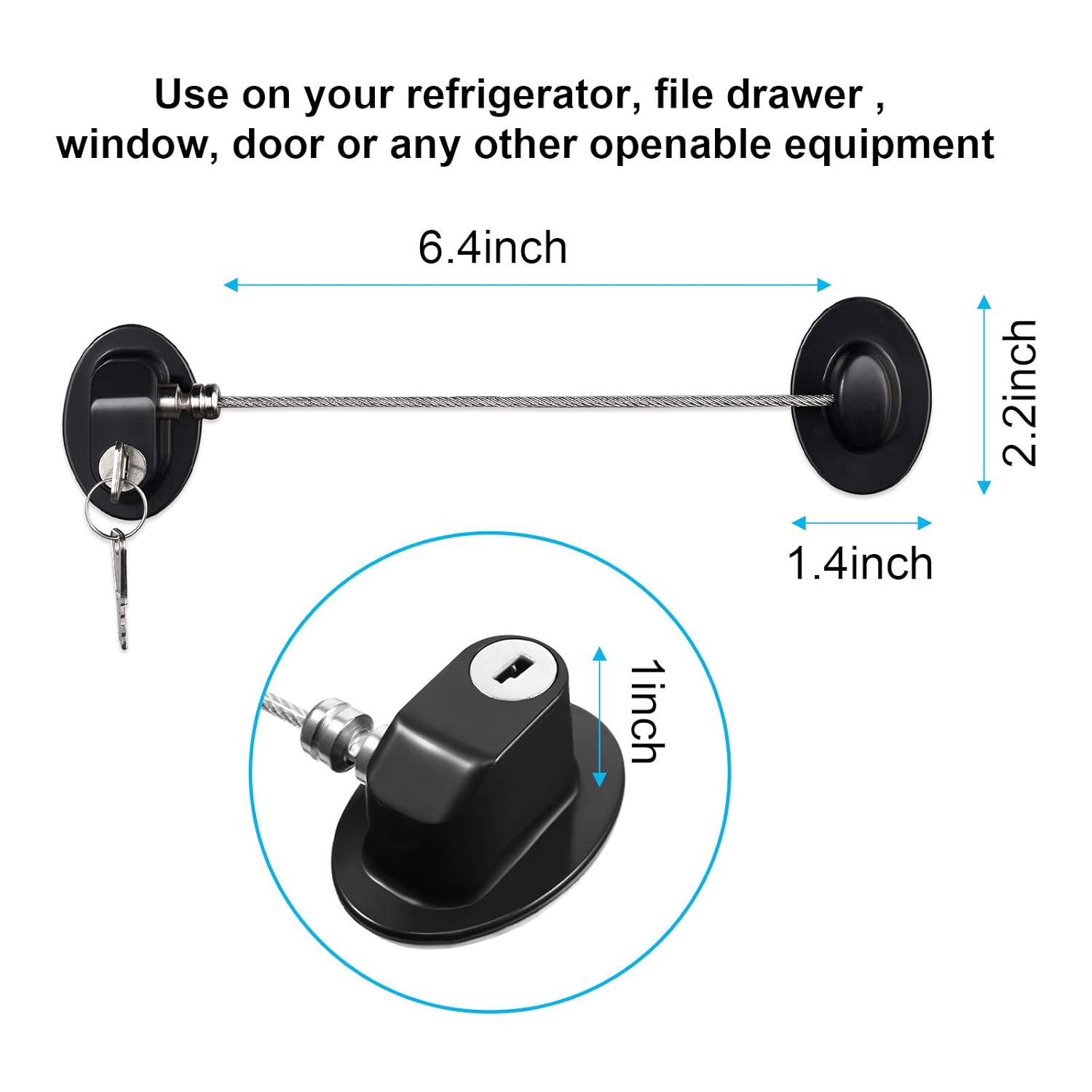 Hotop 4 Pack Cabinet Locks with Keys Mini Fridge Refrigerator Locks for Kids Toddlers Self Adhesive Child and Baby Proofing Safety for Deep Freezer Drawers Doors Latch(Black)
