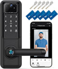 WiFi Video Smart Door Lock with Camera & Doorbell, Keyless Entry Fingerprint Lock with Handle for Front Door, Nyboer Keypad Electronic Digital with Rechargeable Lithium Battery, Easy Installation