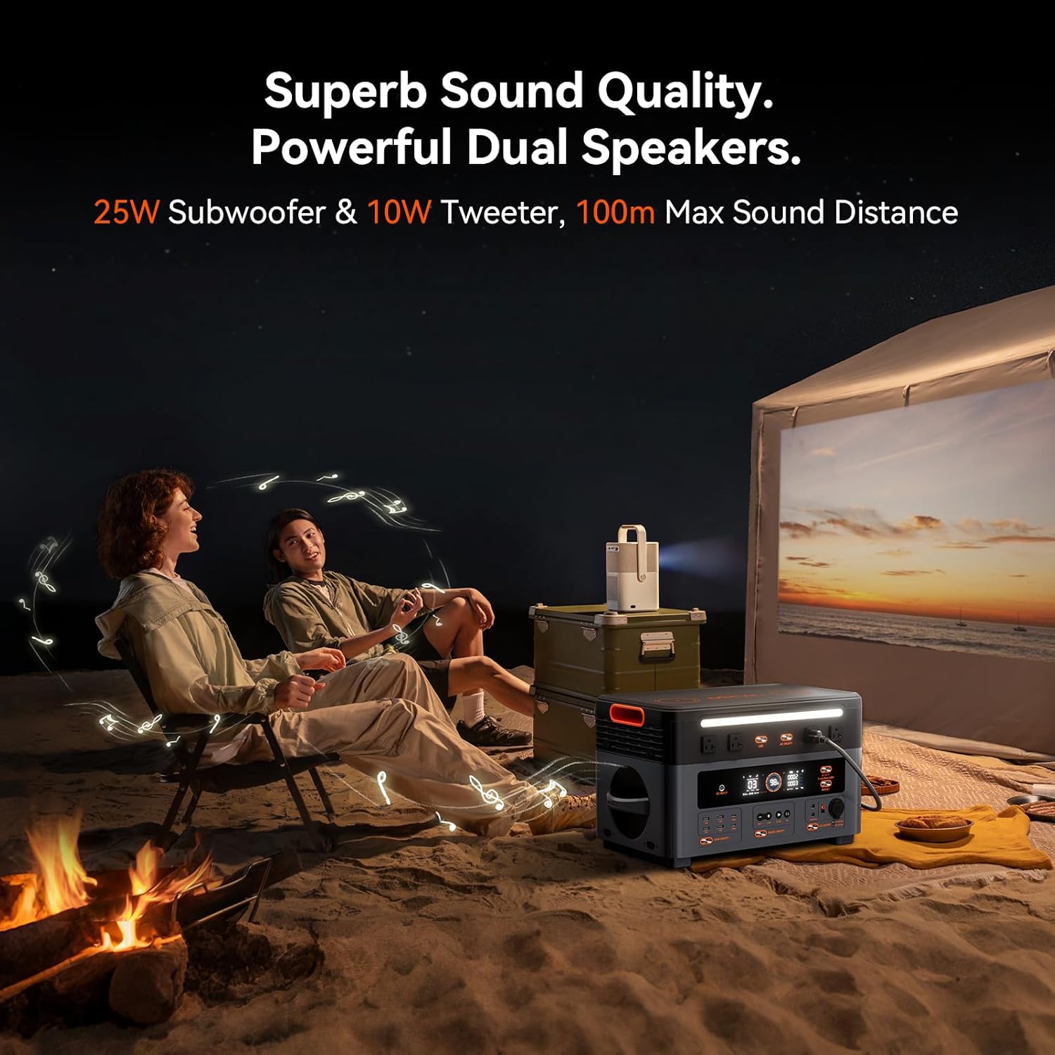OSCAL PowerMax 2400 Portable Power Station 2400W(Surge 4800W), Solar Generator with Speakers, 16 Output, 2 Wireless Pad+ DP 100W, LFP 1872Wh Electric Generator, 7 Years Service Support, RV Camping