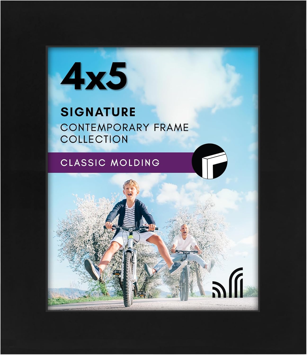 Americanflat 4x5 Picture Frame with Shatter-Resistant Glass - Signature Collection - Gallery-Style Frames Made of Engineered Wood - Photo Frame for Tabletop and Wall Display - Black