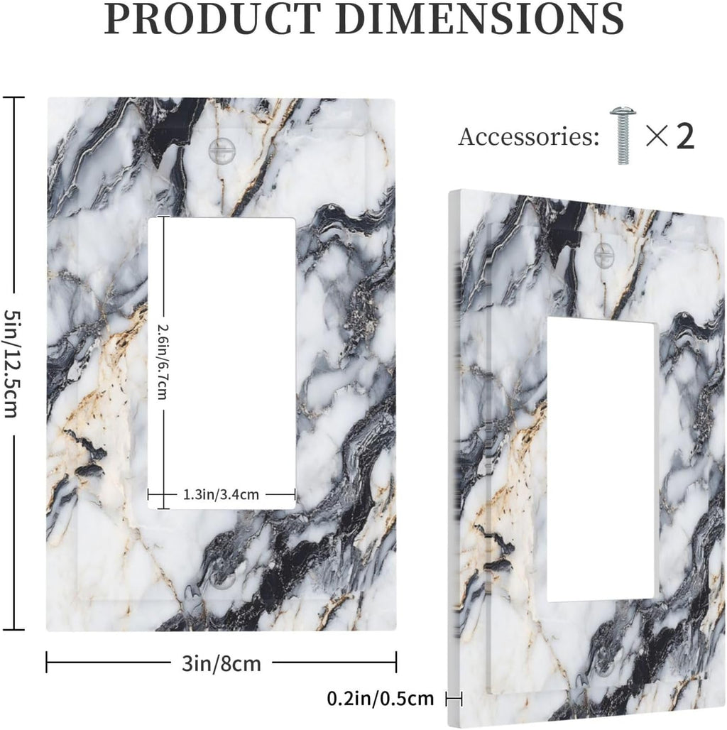 Decorative Outlet Covers Black Gold Marble Abstract Modern Luxury 1 Gang Single Rocker Light Switch Cover Plate GFCI Wall Plates Electrical Switch Plate Cover for Bedroom Home Decor