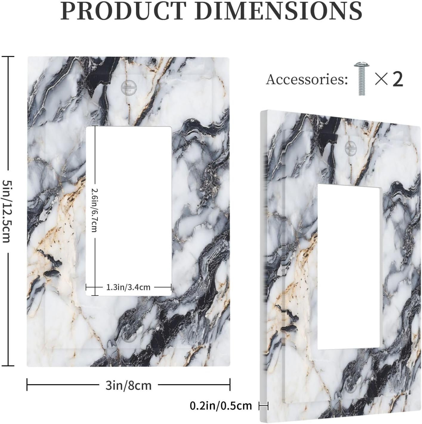 Decorative Outlet Covers Black Gold Marble Abstract Modern Luxury 1 Gang Single Rocker Light Switch Cover Plate GFCI Wall Plates Electrical Switch Plate Cover for Bedroom Home Decor