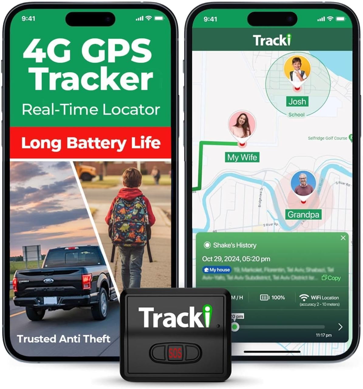 Tracki GPS Tracker for Vehicles – Real-Time 4G LTE Assets & Car Tracking Device with App, Magnetic Mount, Compact Design, Worldwide Coverage – iOS & Android (Subscription Required)