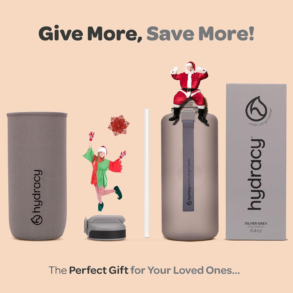 Hydracy Water Bottle with Time Marker -Large BPA Free Water Bottle & No Sweat Sleeve -Leak Proof Gym Bottle with Fruit Infuser Strainer & Times to Drink -Ideal for Fitness Sports & Outdoors