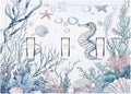Decorative Switch Plates Ocean Coral Seahorse Seashell Starfish 3 Gang Wall Plate Triple Toggle Light Switch Cover Faceplate Electrical Wall Panels For Bathroom Home Decor