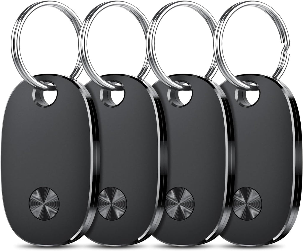 Tracker Tags-4 Pack, Bluetooth Tracker Works with Apple Find My APP (iOS Only), Keys Finder and Item Locator for Luggage, Backpack, Suitcases, Replaceable Battery, IP67 Waterproof weTag pro