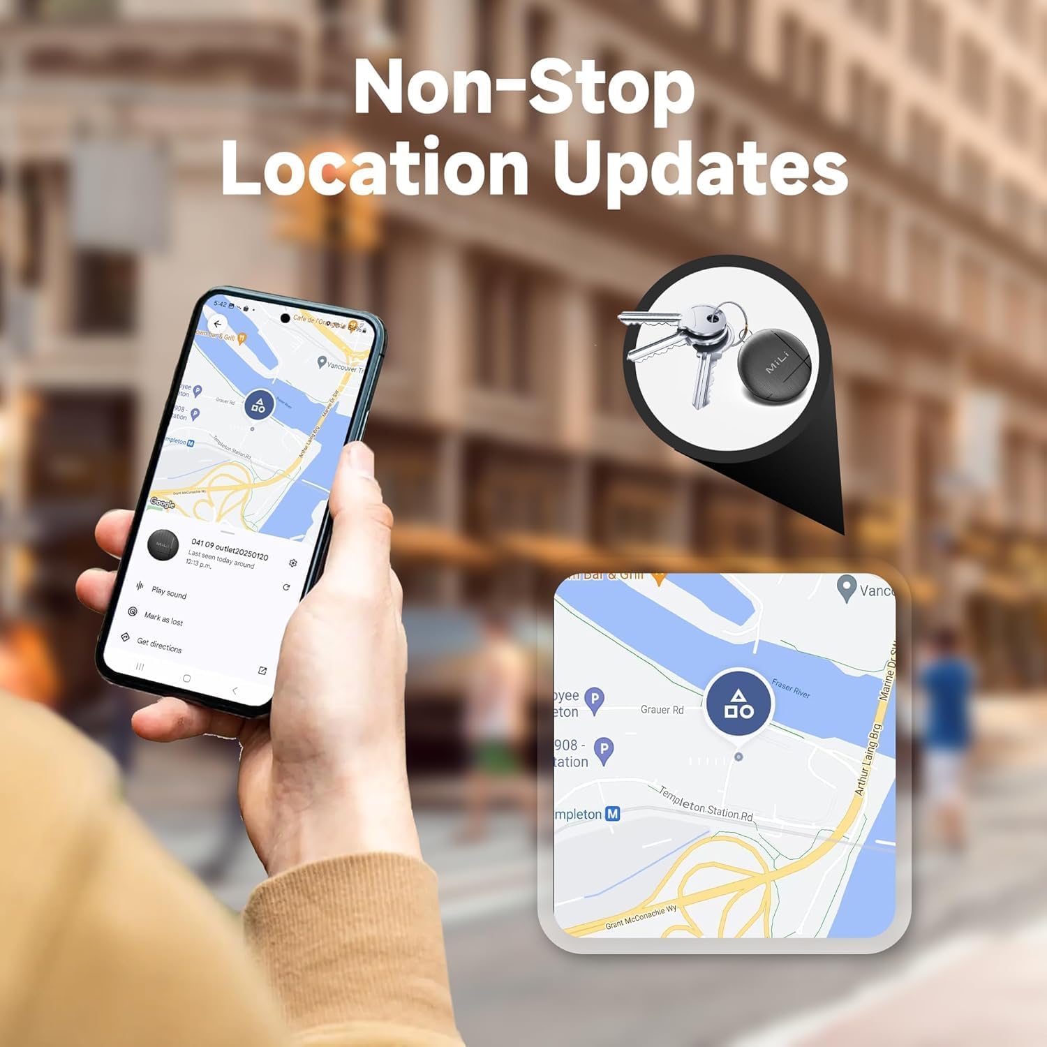 LiTag - Bluetooth Tracking Tag for Android. Smart Tracker for Google Find My Device (Find Hub) App. Item Finder Locator for Keys, Luggage, Suitcase, Backpack, Purse (1 Pack)