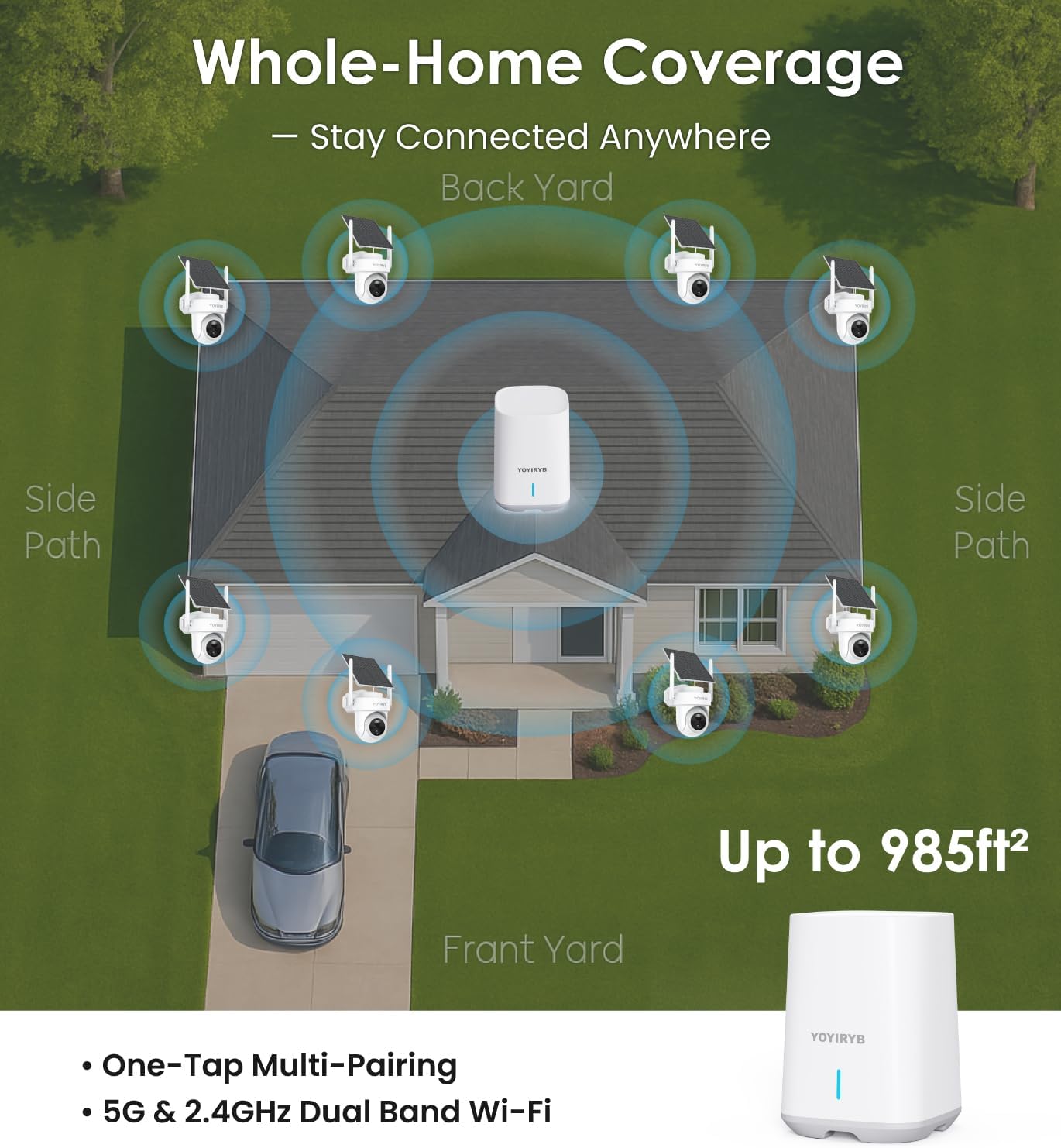 4K Security Cameras Wireless Outdoor, No Subscription, Works in -14°F Cold [2025 New] Solar-Powered Home Security Camera System with 360° Auto Tracking, Color Night Vision, 5G & 2.4G WiFi, Easy Setup