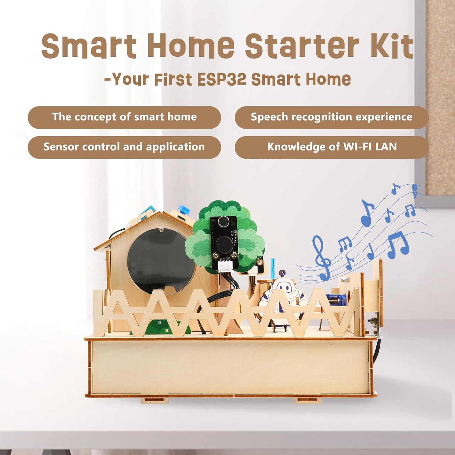 ACEBOTT ESP32 Smart Home IoT Starter Kit, STEM Kit Compatible with Arduino IDE, Stem Toys Coding Kit with House Building, Sensors & App Control, STEM Educational Kit for Kids 12+