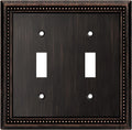 Henne Bery Sunken Pearls Heavy Duty Decorative Wall Plate Switch Plate Outlet Cover (Double Toggle, Aged Bronze)