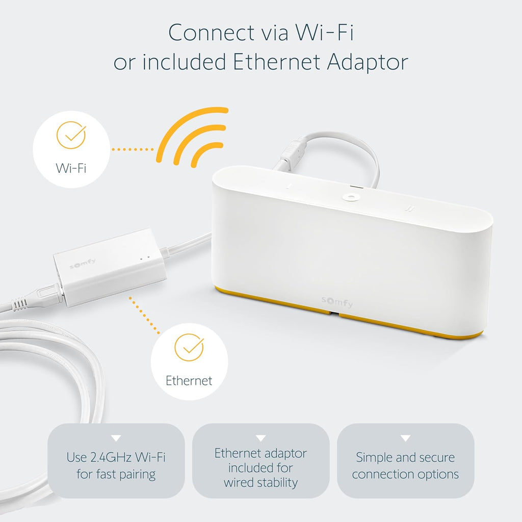 Somfy TaHoma Switch Hub for RTS Motors – App & Voice Control – Scenes & Schedules – Includes Ethernet Adapter – Compatible with Somfy Motorized Shades, Blinds, Curtains, Awnings #1871038