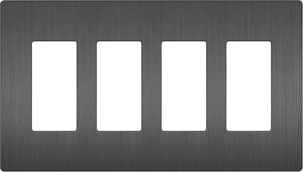 LIDER Brushed Finish Decorator Switch Cover, Screwless Wall Plate, Mid-Size 4-Gang 4.88" x 8.58", Unbreakable Polycarbonate Thermoplastic, UL Listed, LSWP-34M-BSG, Brushed Space Gray