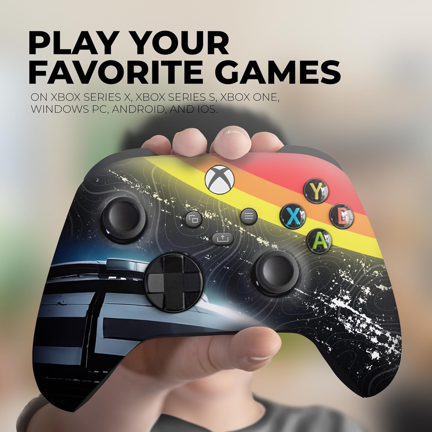 DreamController Cosmic Voyagger Custom X-box Controller Wireless compatible with X-box One/Series X/S Proudly Customized in USA I Permanent HYDRODIP Print(NOT JUST A SKIN)(MODDED)
