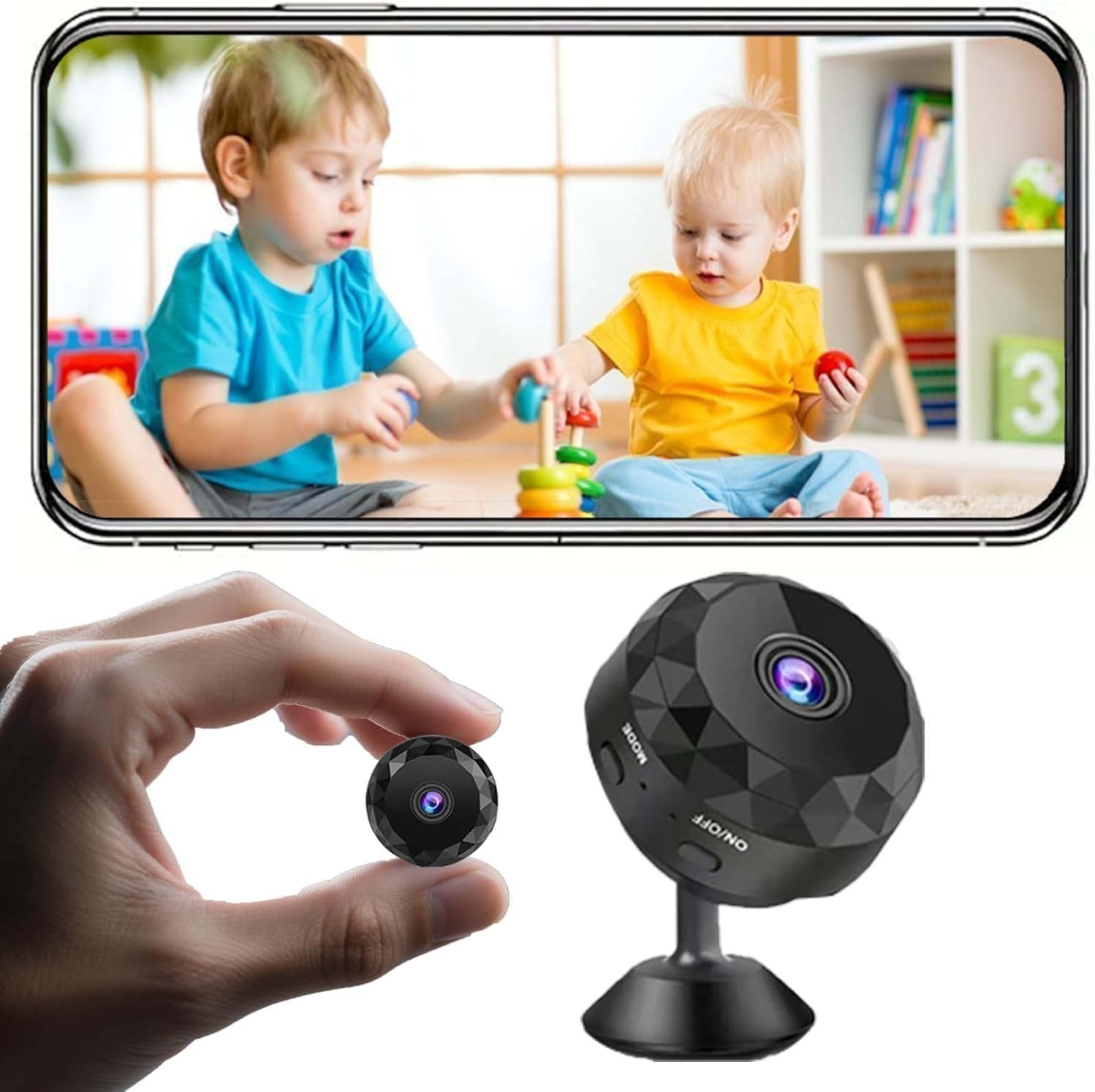 Mini WiFi Security Camera, 1080P HD, Motion Detection, Night Vision, Magnetic Mount, Battery/USB Powered, Perfect for Indoor and Outdoor Security and Pet/Baby Monitoring