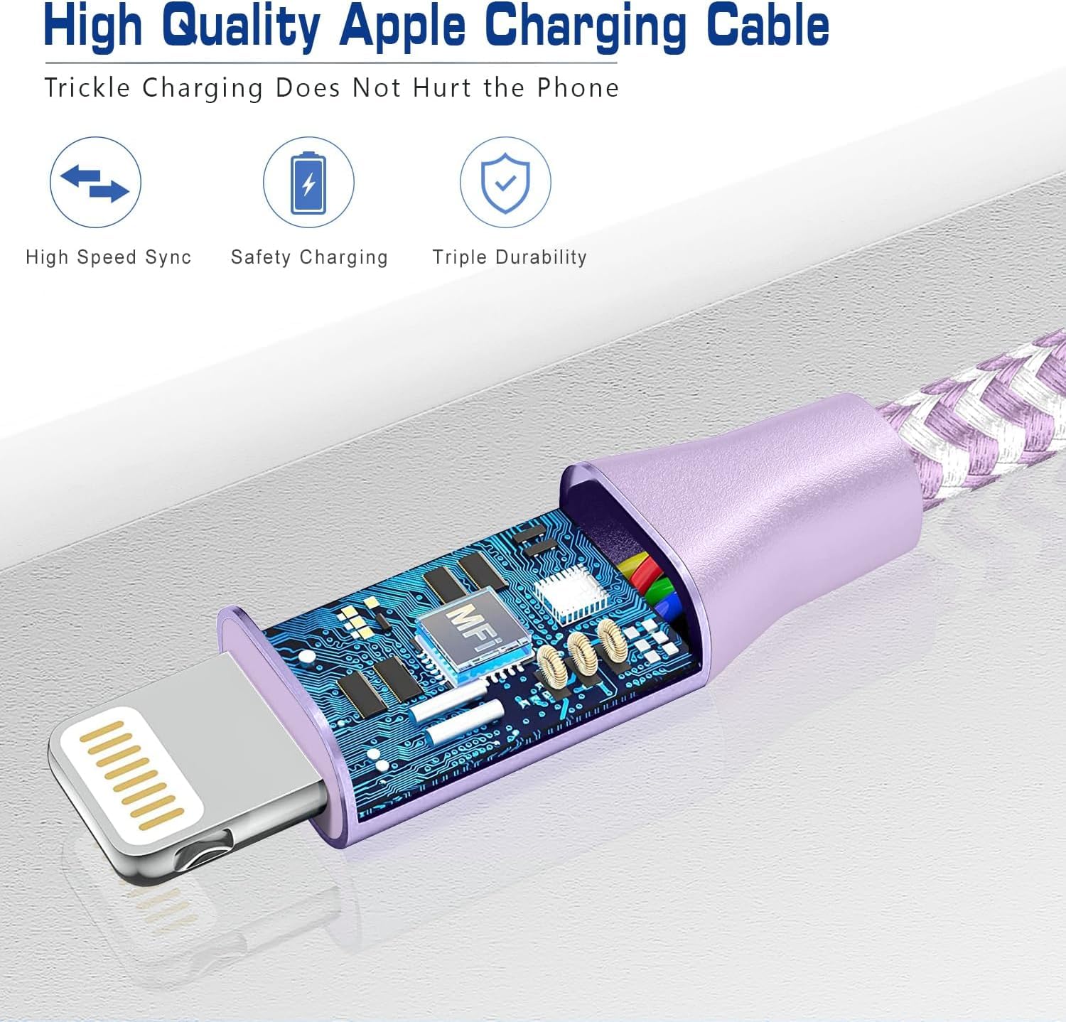 [Apple MFi Certified] Short iPhone Charger 1ft 3Pack,USB A to Lightning Cord Nylon Braided 12 Inch Fast Charging iPhone Cable Compatible with iPhone 14 13 12 11 Pro/Max/Mini Xs SE2/iPad for Car
