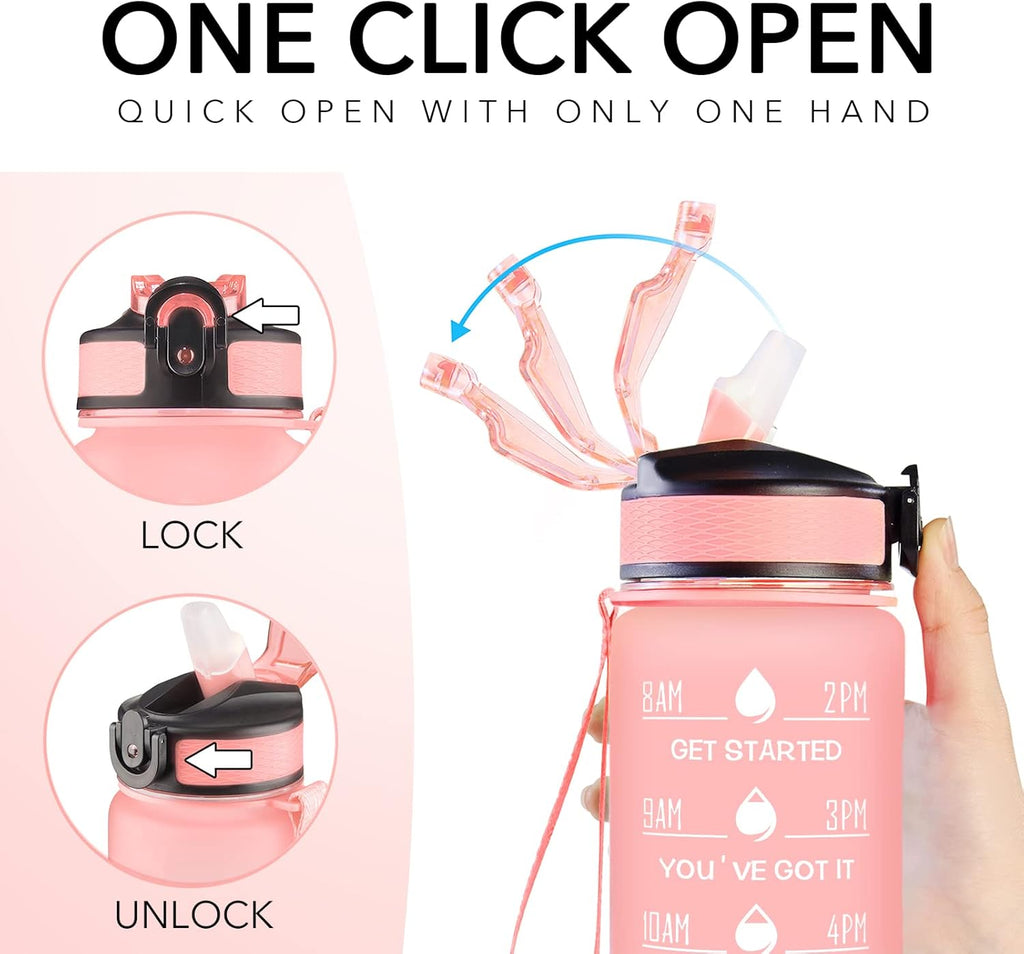Hyeta 32 oz Water Bottles with Times to Drink and Straw, Motivational Water Bottle with Time Marker, Leakproof, Drinking Sports Water Bottle for Fitness, Gym and Outdoor