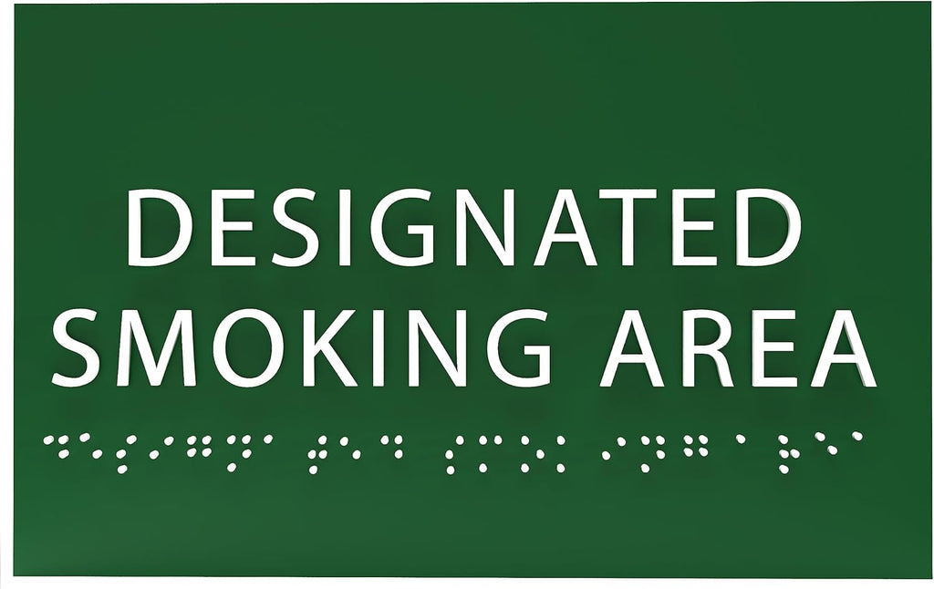 6" X4" Designated Smoking Area Sign - ADA Compliant Tactile Graphics Grade 2 Braille Text | Smoking Permitted Wall Signs for Offices, Private Businesses, Schools, and Restaurants