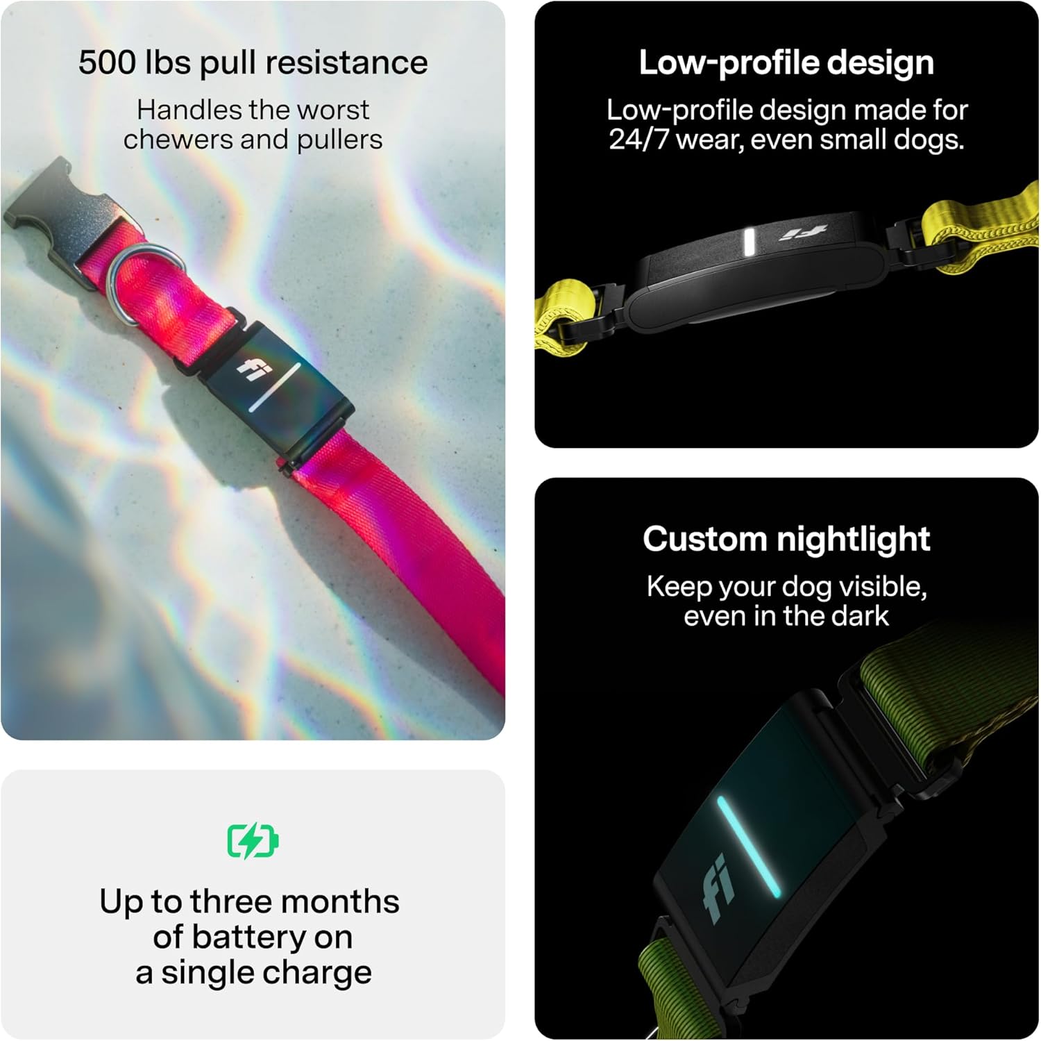 New Fi Series 3+ Smart Dog Tracker Collar [12 Month Membership Included] GPS Tracker for Dogs with Health & Behavior Monitoring, Escape Alerts, Waterproof, LED, Apple Watch Compatible (Gray, X-Small)