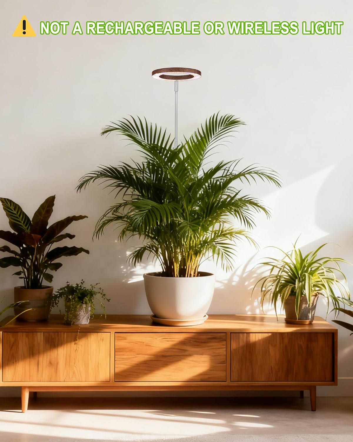 yadoker Plant Grow Light,LED Growing Light Full Spectrum for Indoor Plants,Aluminum Walnut Wood Grain Plant Lights,Height Adjustable, Automatic Timer, 5V Low Safe Voltage