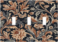 Decorative Switch Plates Vintage Grey Plant Leaves Brown Flowers 3 Gang Wall Plate Triple Toggle Light Switch Cover Faceplate Electrical Wall Panels for Bedroom Home Decor