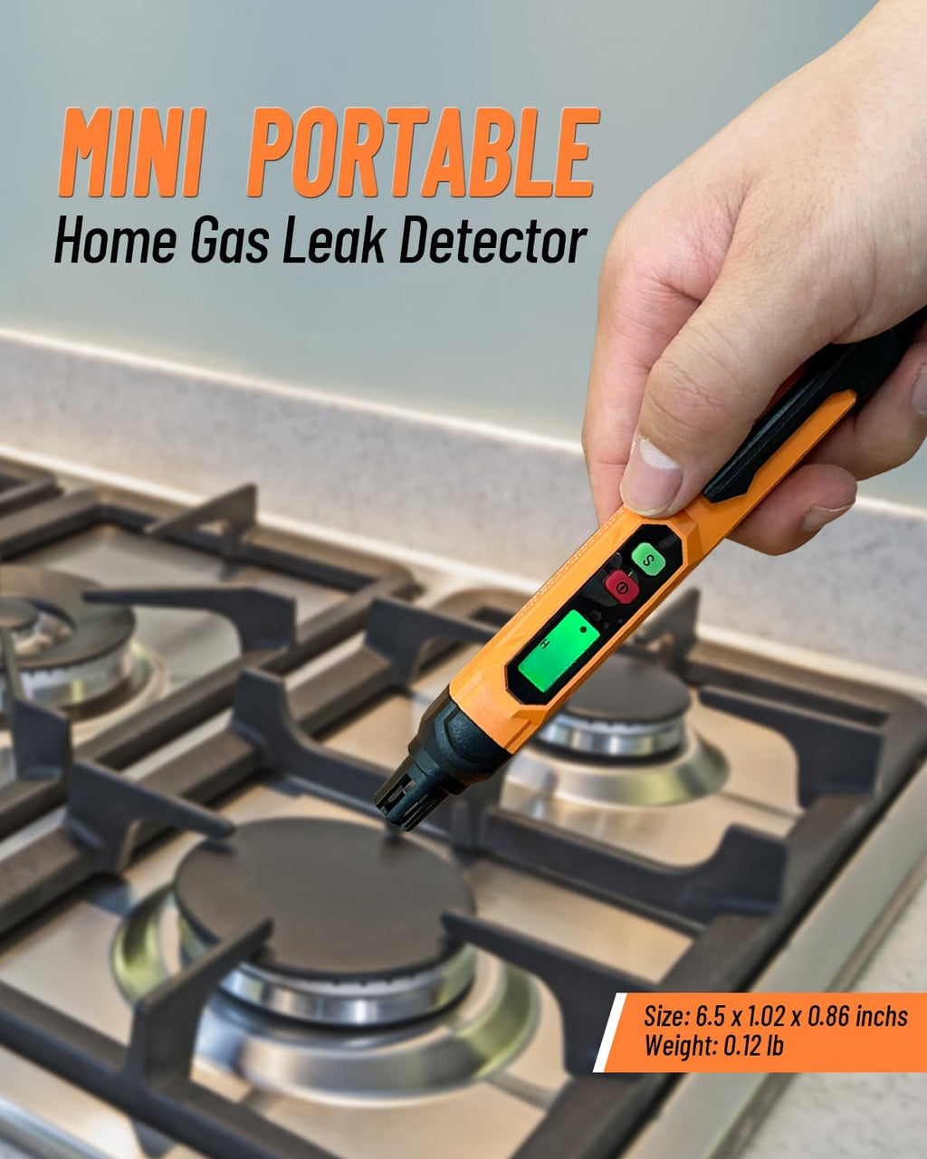 Gas Leak Detector; VITITE Propane and Natural Gas Detector; Mini Portable Gas Alarm to Locate Combustible Gas Leak Sources for Home and RV (Includes 2 Batteries & Carrying Pouch) - Orange