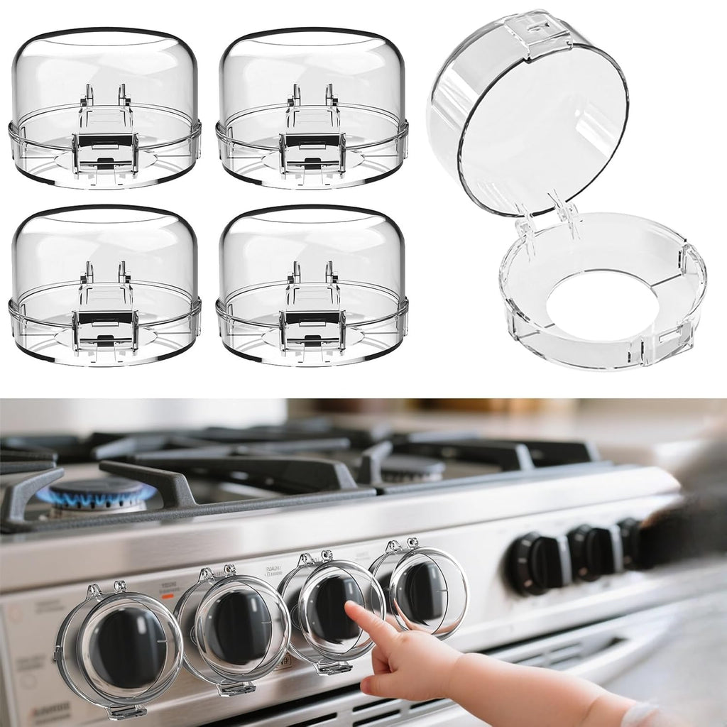 Child Safety Stove Knob Covers Fits knobs Under 1.56 inches in Diameter and 2.1 inches in Height Waterproof, Oil-Resistant, and Heat-Resistant (5-Pack)