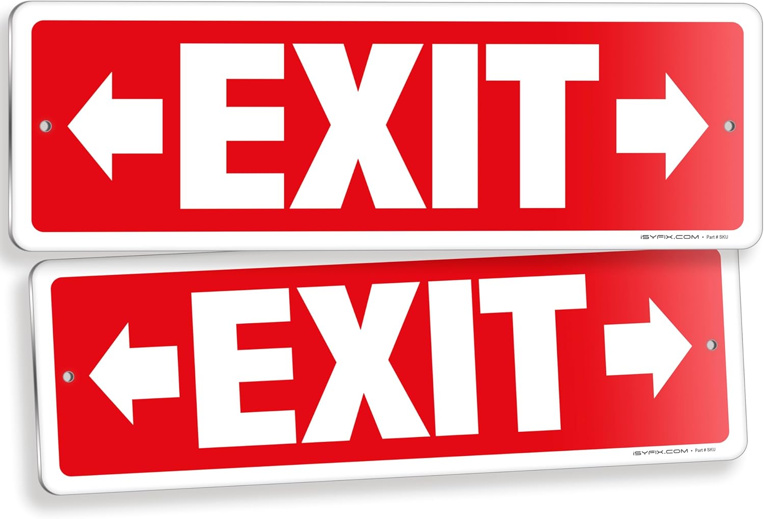 iSYFIX Exit Signs 2 Pack 12x4 Inch with Directional Right & Left Arrows - Rust Free Aluminum, Laminated for UV, Weather, Scratch Resistance - Ideal for Offices, Schools, Theaters, Restaurants