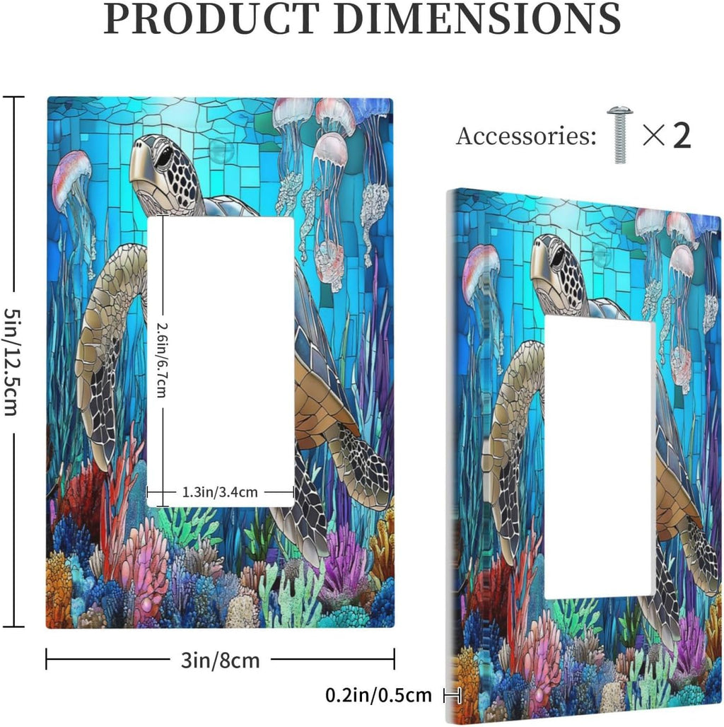 Decorative Outlet Covers Nautical Sea Turtle Coral Jellyfish 1 Gang Single Rocker Light Switch Cover Plate Wall Plates Gfci Faceplate For Kids Room Nursery Decor