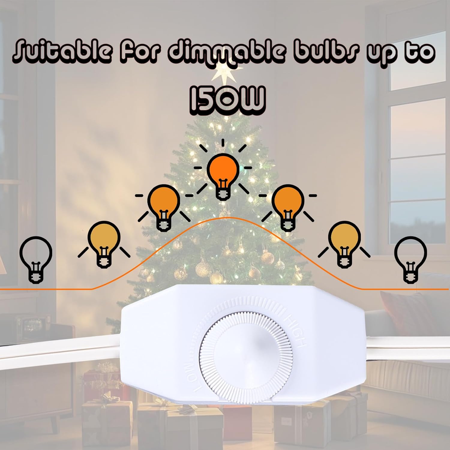 Dimmer Light Switch, 6FT Rotary Control for 120V 100W - Table Lamp Outdoor String Lights Dimmable Lights Dimming Thermostat Reptile - White Pack of 1