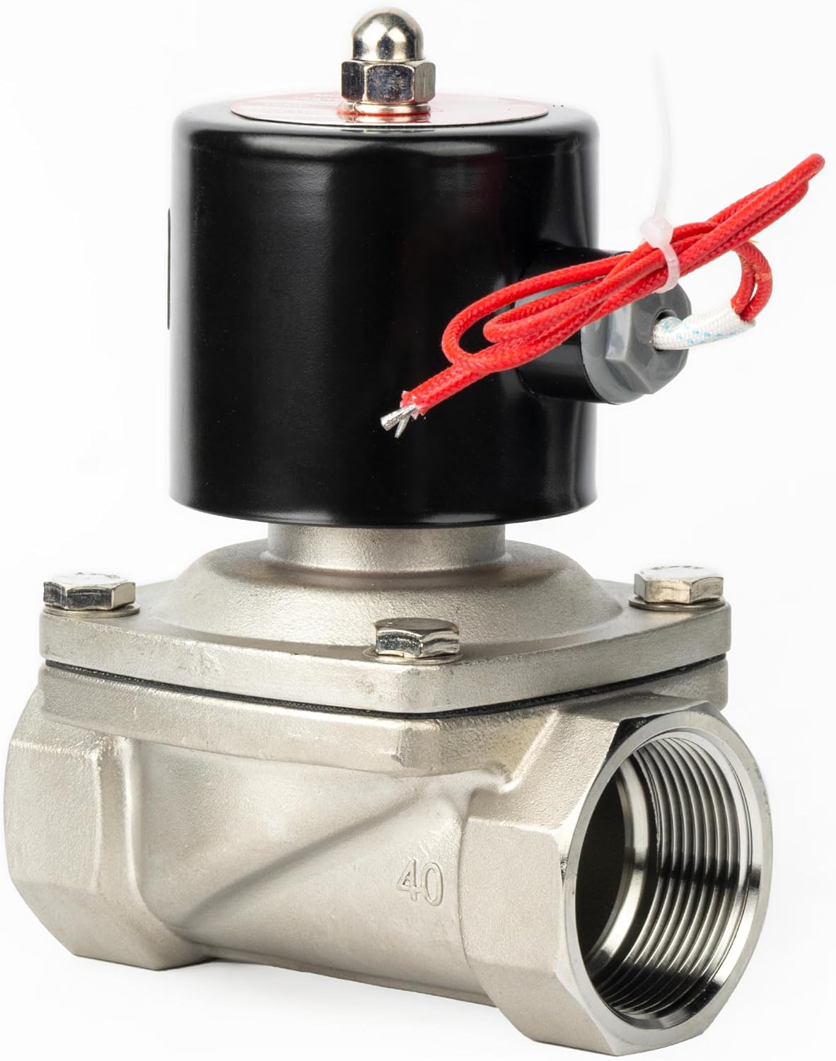 U.S. Solid 1-1/2" Solenoid Valve - 110V AC Stainless Steel Electric Solenoid Valve, Normally Closed, Viton Seal