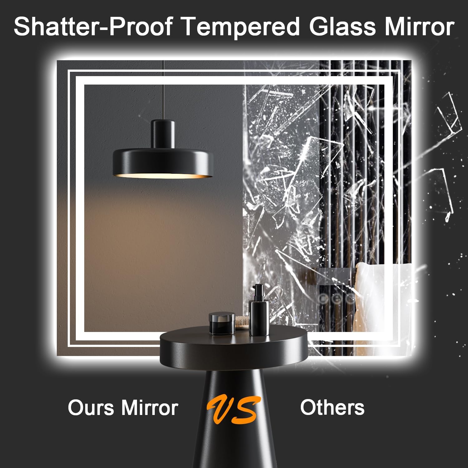 LED Bathroom Mirror, 88"x38" with Front and Backlit, Anti-Fog, Large Bathroom Vanity Mirror for Wall, Memory Function, Stepless Dimmable, Tempered Glass (Horizontal/Vertical)