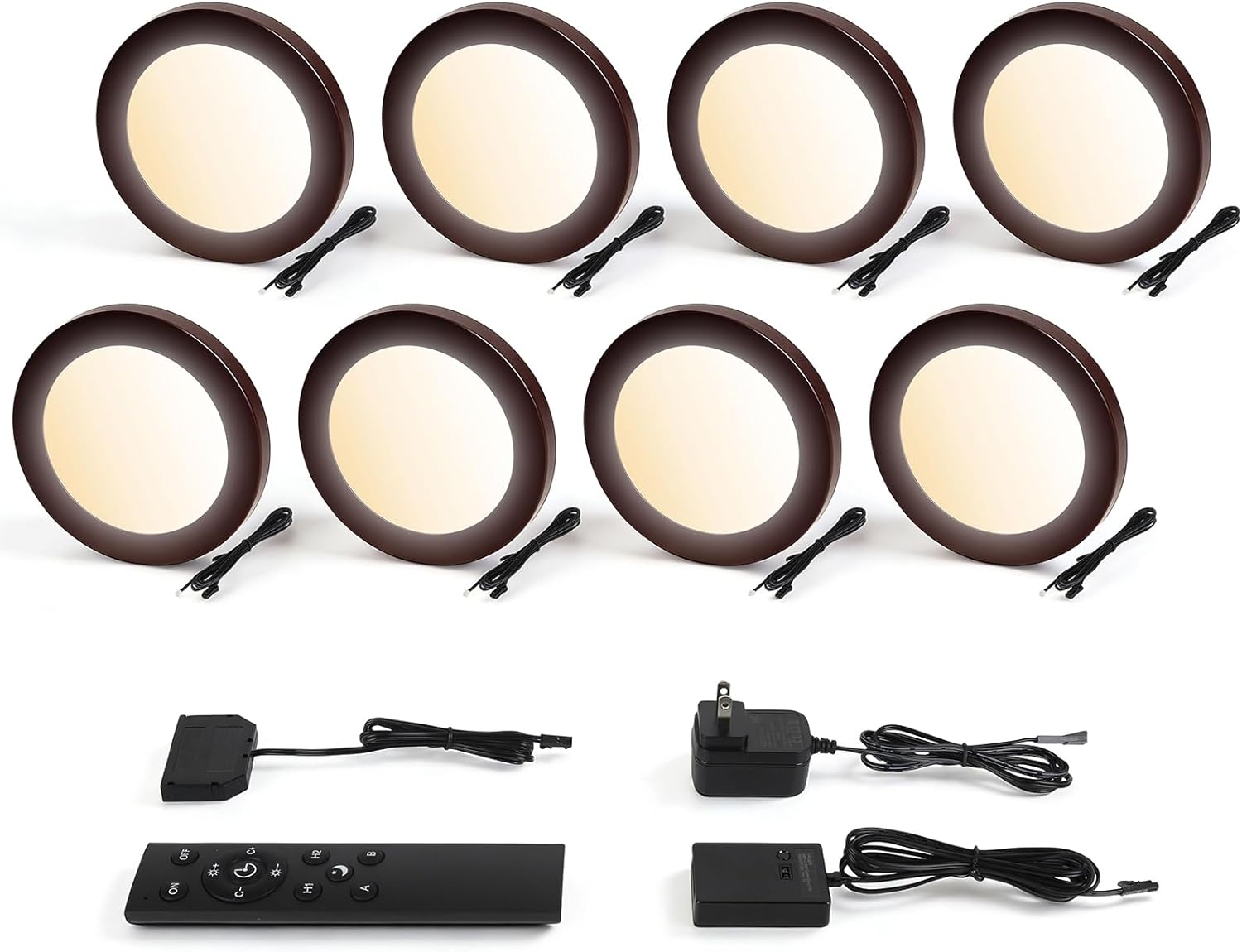 V4light LED Puck Lights, Smart Under Cabinet Lighting with Remote Control, Color Temperature Adjustable, Works with Alexa & Google Home, Plug-in Lights for Kitchen, Counter, Closet, Shelf (8 Pack)