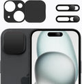 3 Pack Privacy Cover Compatible for iPhone 15/iPhone 15 Plus with 2 Front Camera Privacy Cover, Anti-Spy Camera Cover, Easy-Adhesive Design, Safeguard on iPhone 15/15 Plus.Black